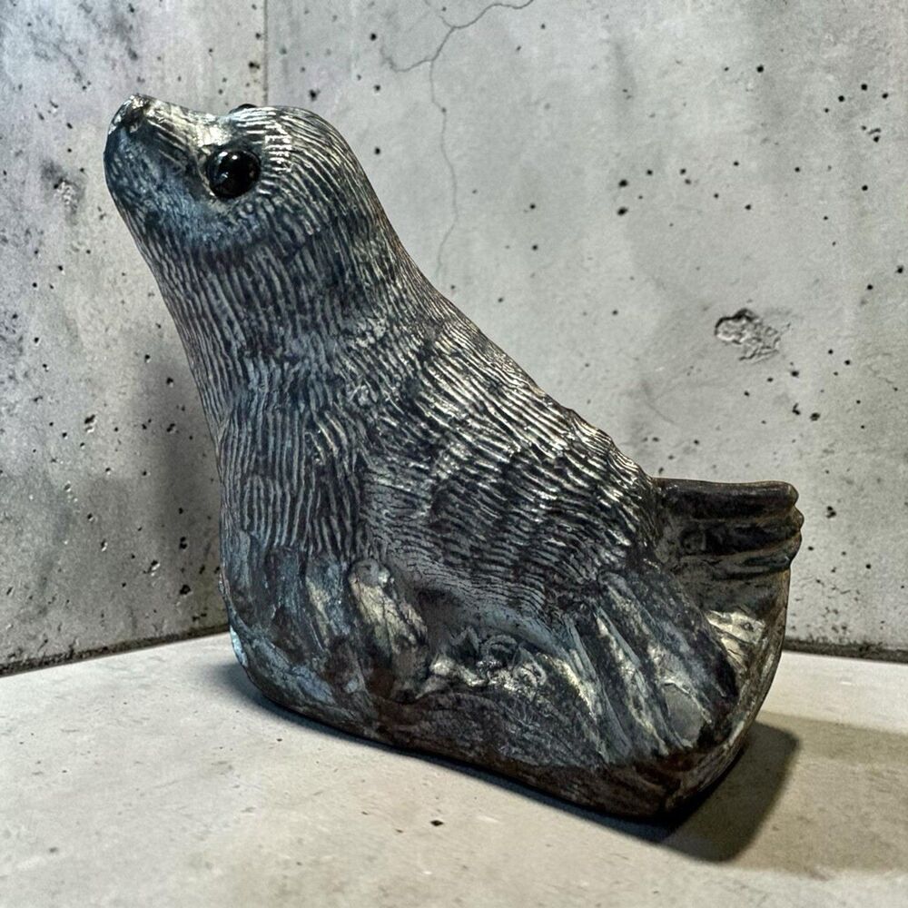 Wolf Original Sculpture Seal Pup Carving Canada Handcarved VTG